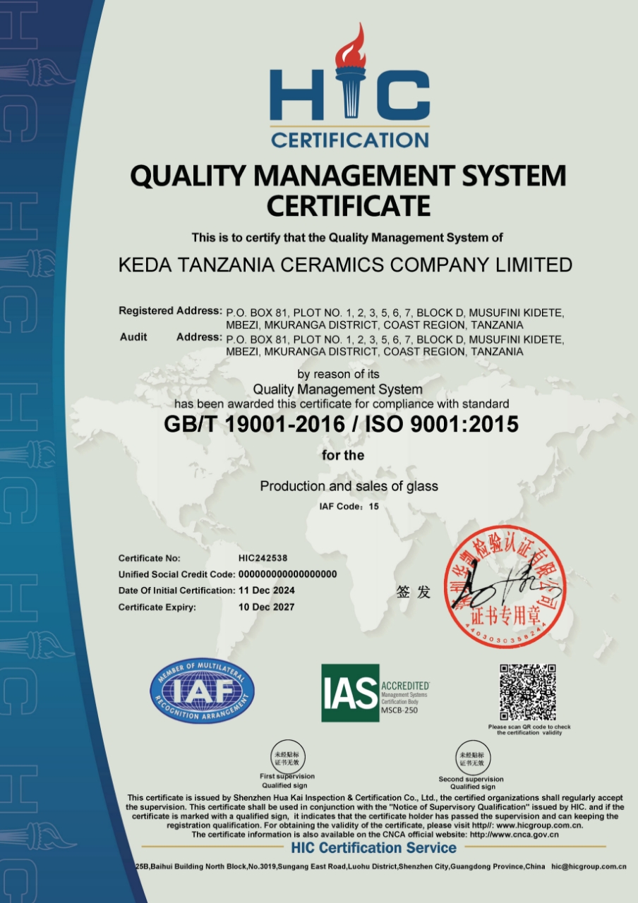 Quality Management System Certificate